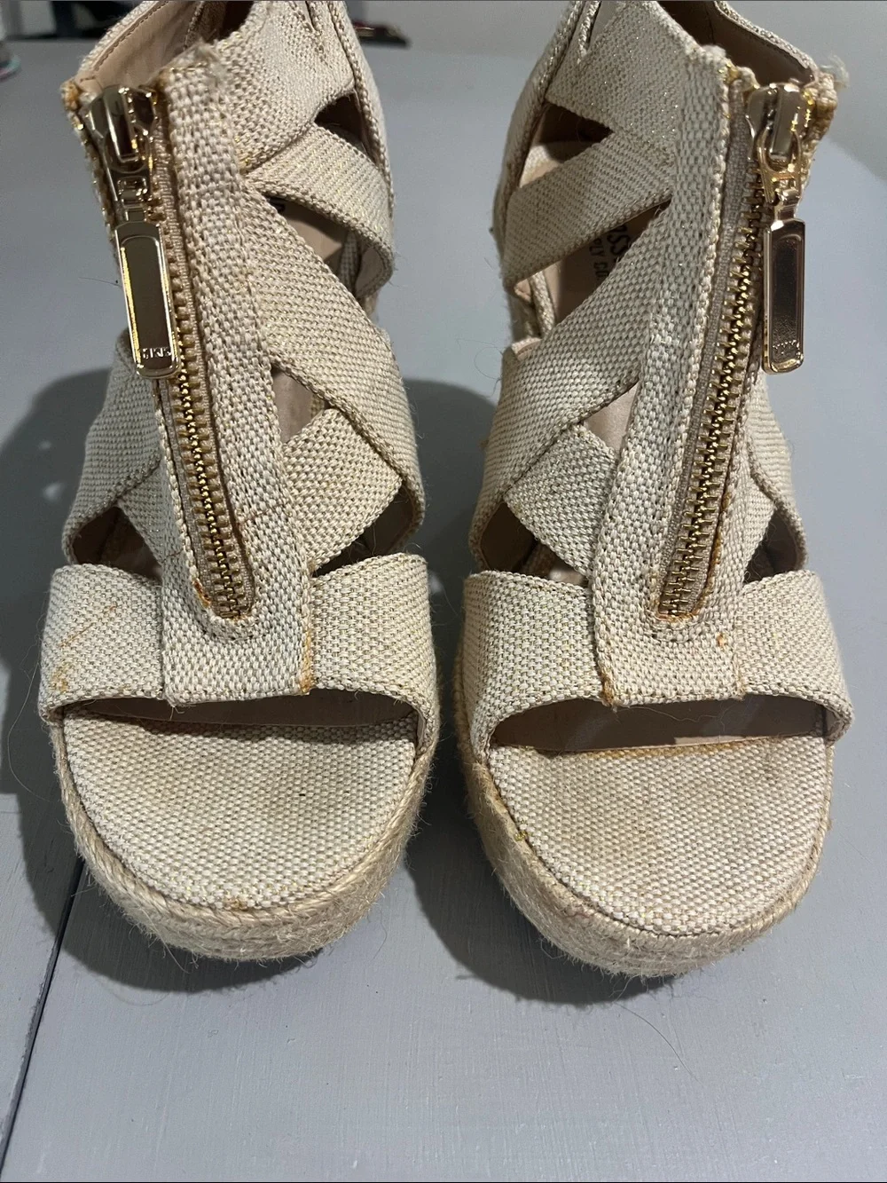 Mossimo Supply Co. Natural Canvas Espadrille Wedge Sandals